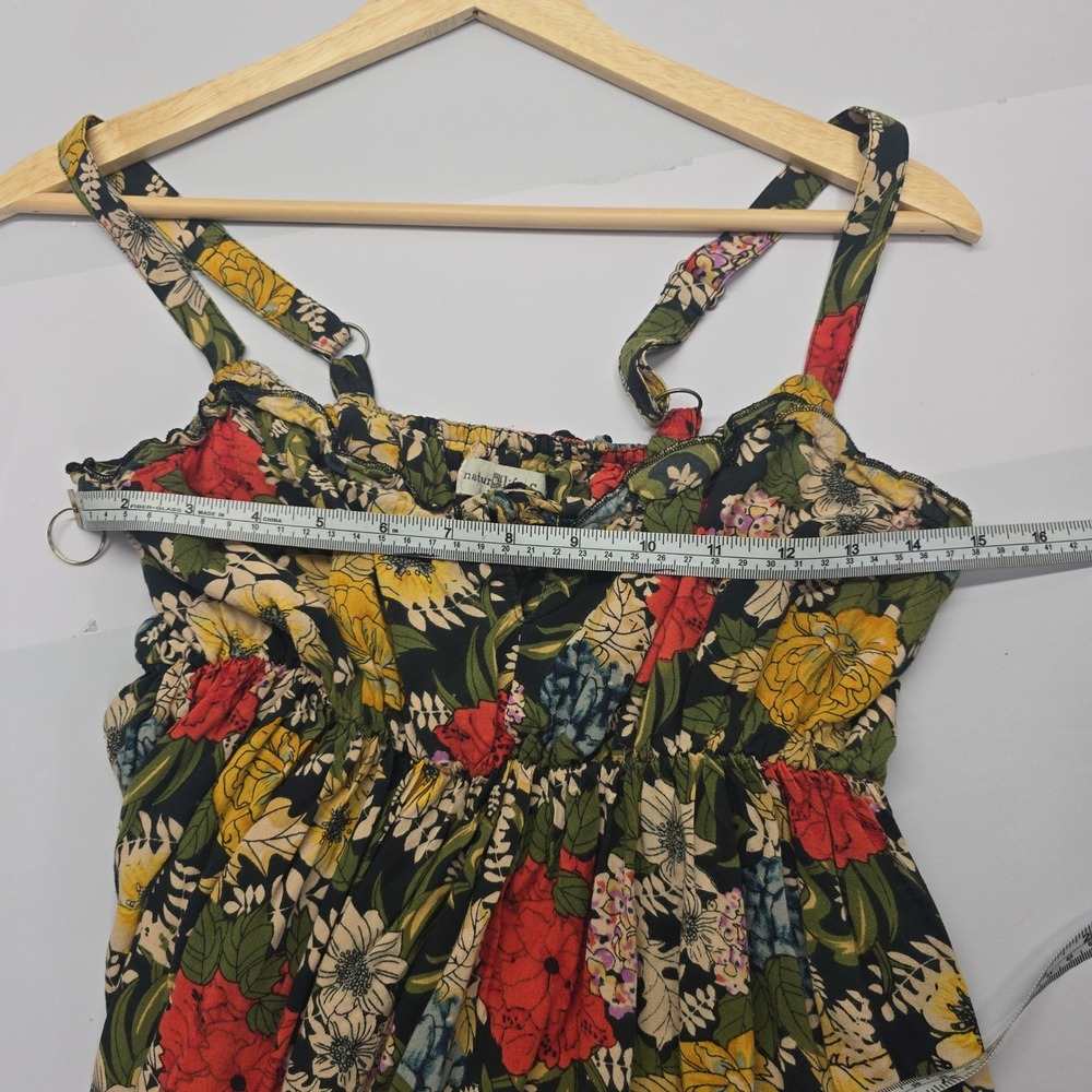 Natural Life Floral Maxi Dress Small Black Yellow Red Boho Rayon Sleeveless S - Picture 4 of 6